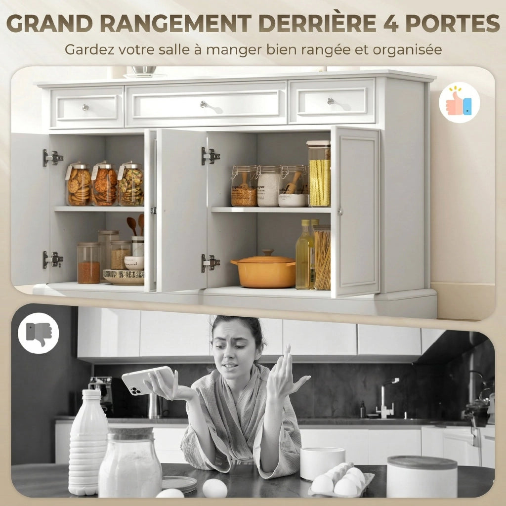 Credenza con cassetti e ante scorrevoli ¨C zephmum ¨C Bianco 120x40x90 cm