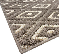 Tappeto Casa Cucina Rombi 3D 50X290 Cm Bordato Moderno Assorbente Antiscivolo Beige