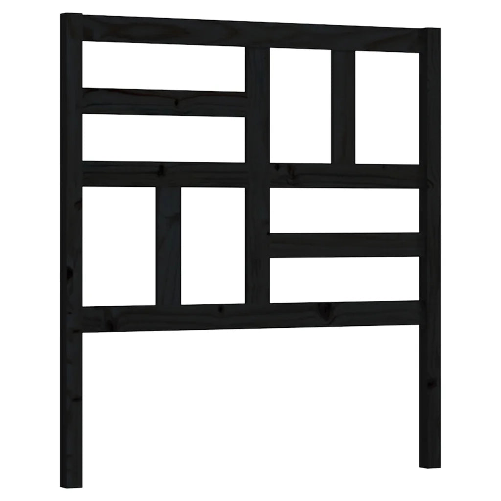 Testiera | Testata per Letto Nera 81x4x104 cm in Legno Massello di Pino