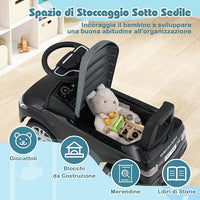Macchinina Cavalcabile per Bambini, Macchina a Spinta con Clacson, Suoni del Motore e Spazio di Stoccaggio, Auto Giocattolo per Bambini da 1-3 Anni (Nero)