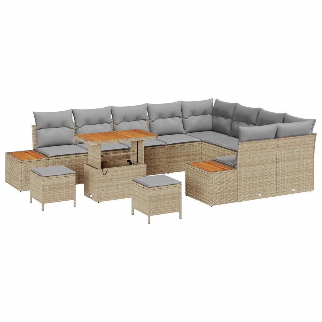 Set Divano da Giardino con cuscino 12 pcs Beige e Grigio Chiaro 3363347