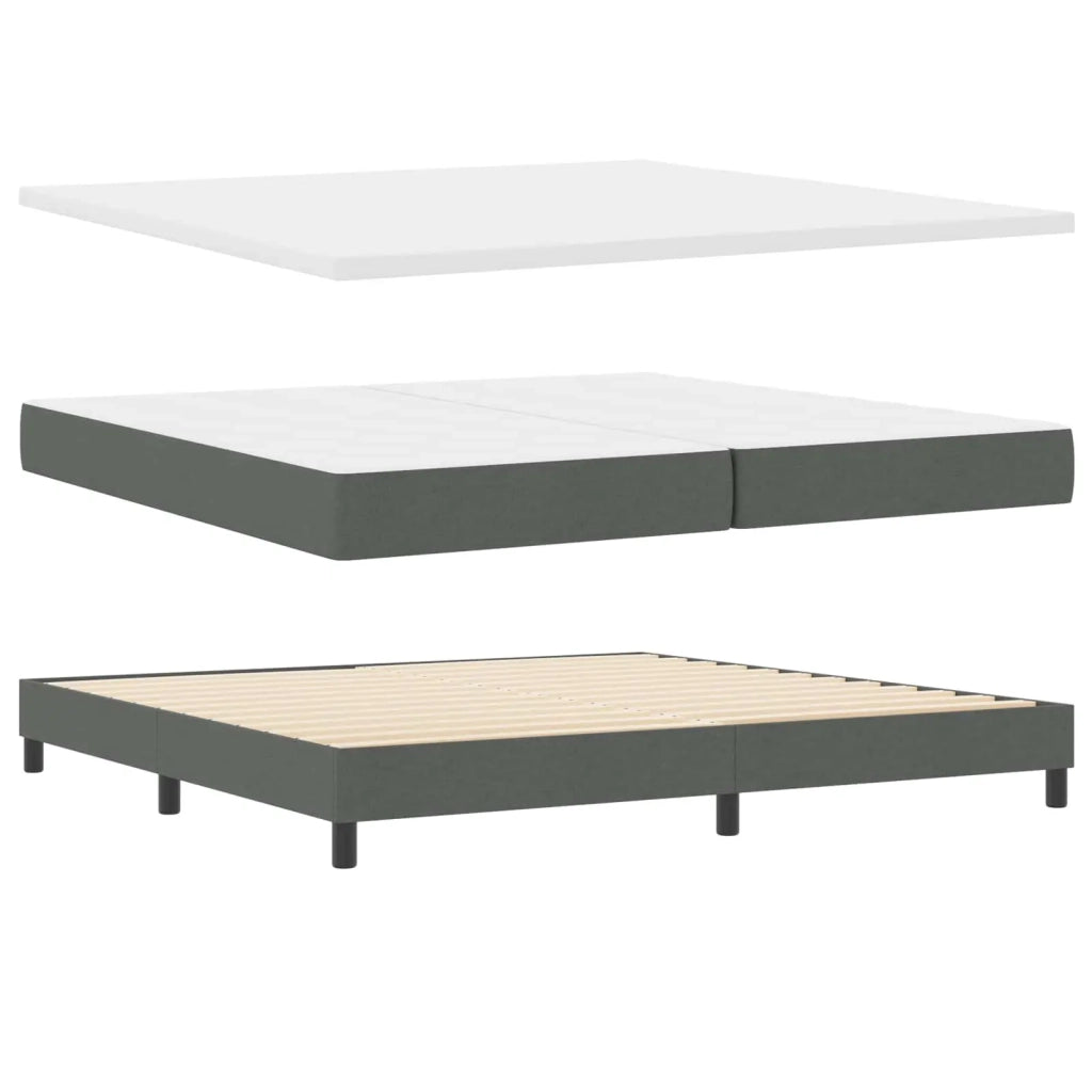 Letto a molle con testiera Grigio scuro 200 x 200 cm Tessuto 3340046