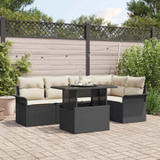 Set Divano da Giardino con cuscino 6 pcs Nero polyrattan 3348283