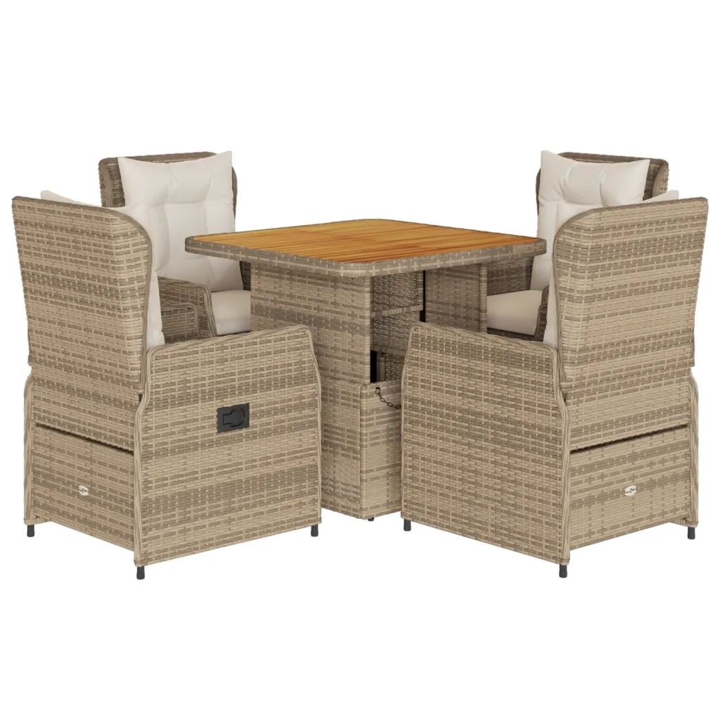 vidaXL Set da Pranzo da Giardino 5 pz con Cuscini Beige in Polyrattan