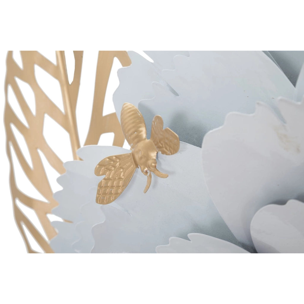 Decorazione in Metallo 3D Fiori 2, Bianco, Metallo, 158x9x60 cm