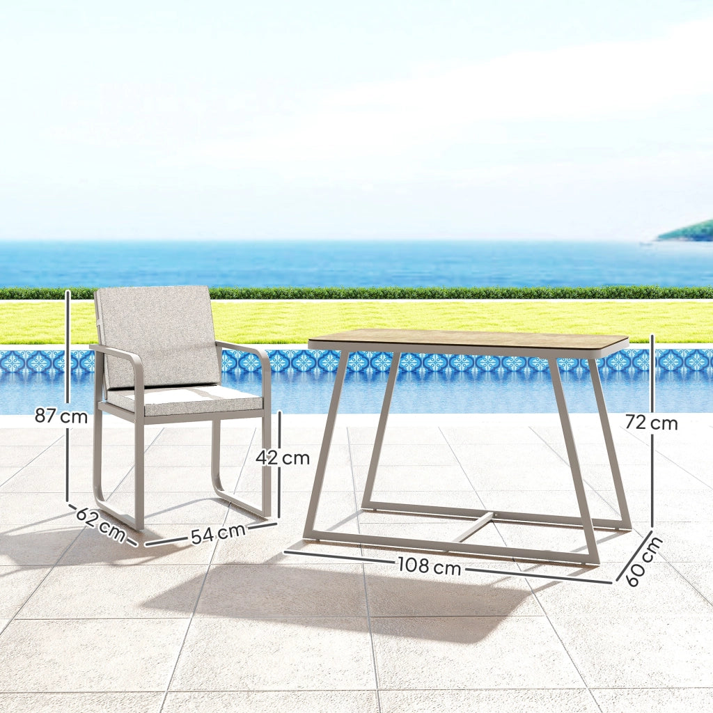 Set da giardino 2 persone con tavolo e sedie ¨C zephmum ¨C grigio, acciaio