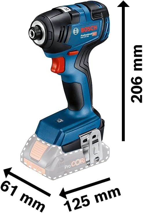 Bosch Professional 18V System Avvitatore a massa battente a batteria GDR 18V-200 (coppia max. 200 Nm, incl. 2 batterie GBA 18V 4.0Ah, caricabatteria rapido GAL 18V-40, in L-Case)