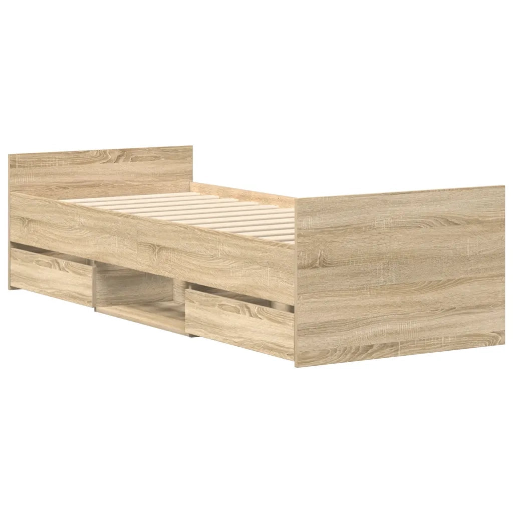 Giroletto con Testiera e Pediera-Struttura Letto Rovere Sonoma 90x200 cm