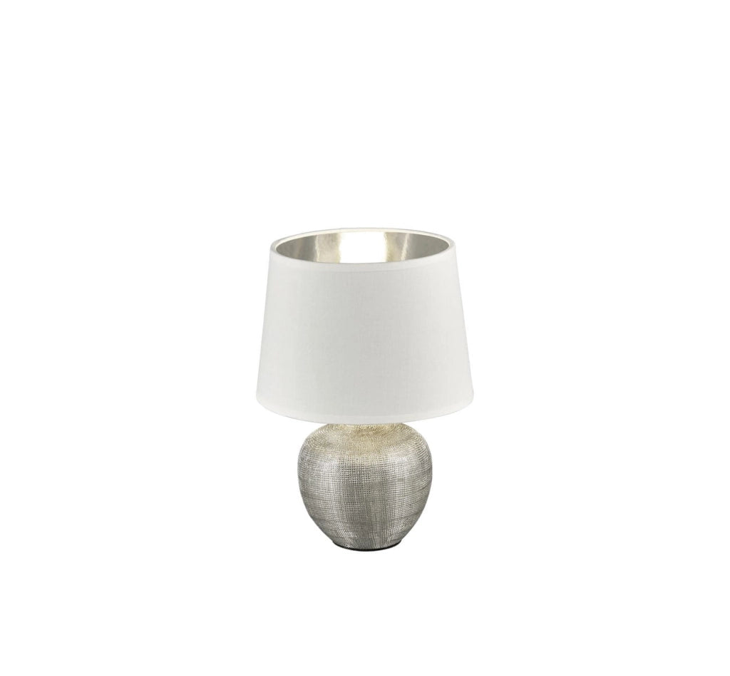 Lampada da tavolo Luxor argento ceramica E14 26cm bianco