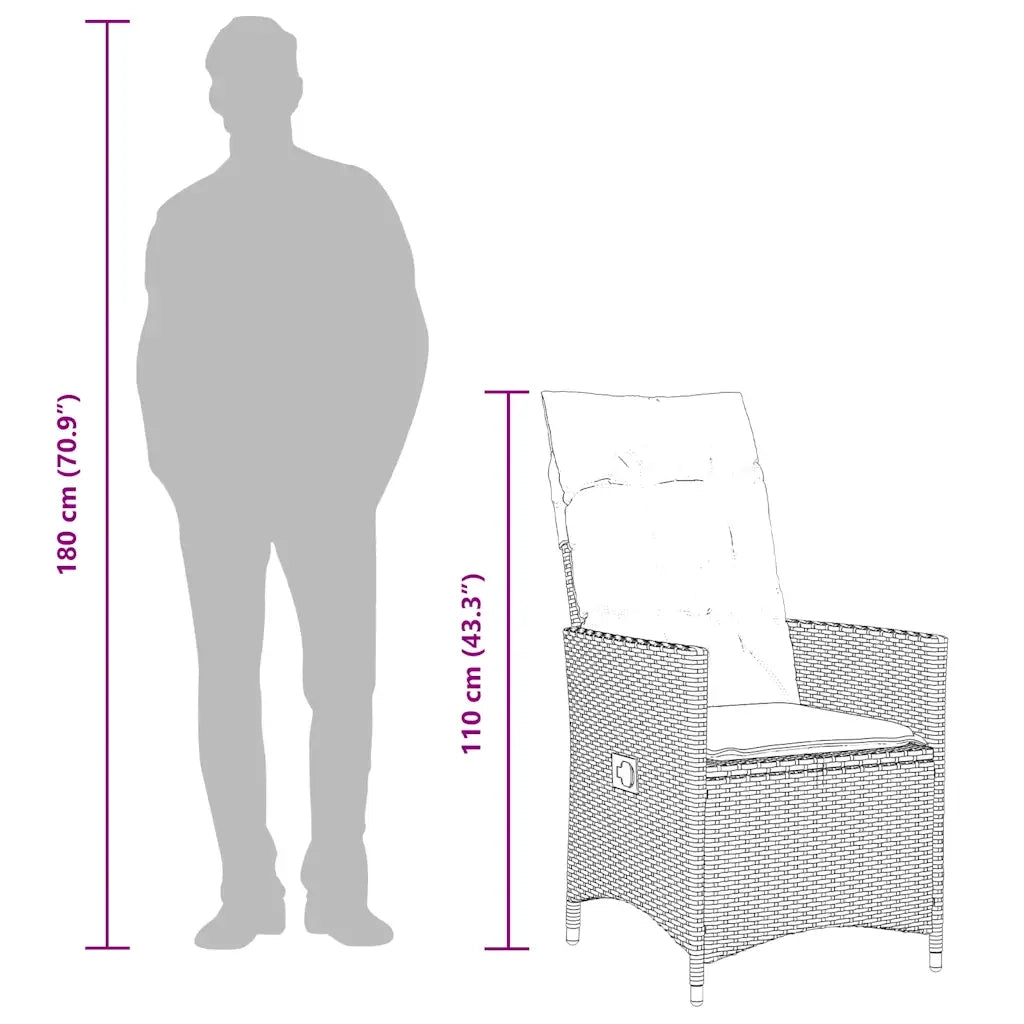 Set da Pranzo da Giardino 7pz con Cuscini in Polyrattan Marrone 3276776