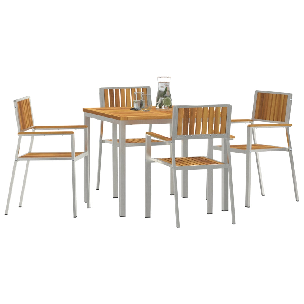 Set da Pranzo da Giardino 5 Pezzi in Legno Massello di Acacia