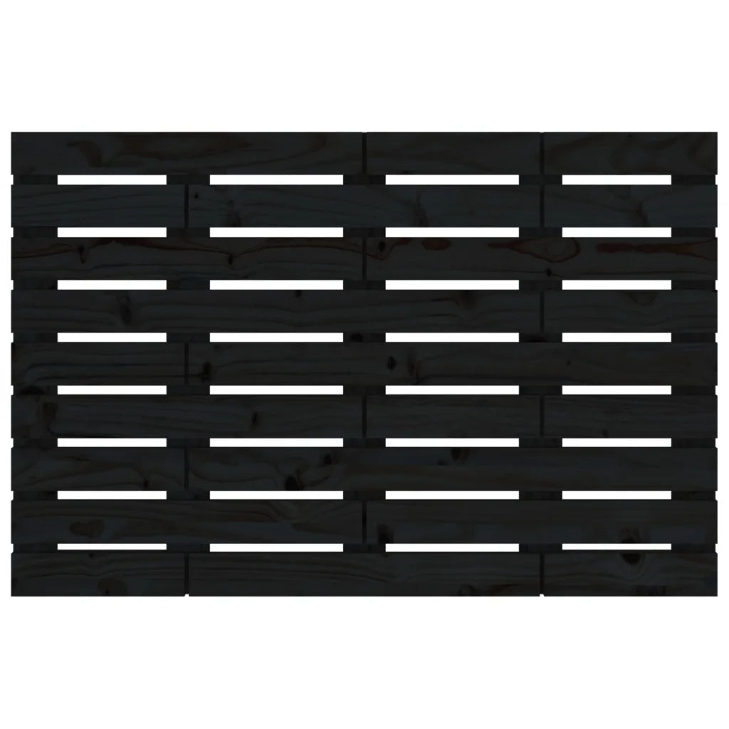 Testiera da Parete Nera 106x3x36 cm in Legno Massello di Pino 824717