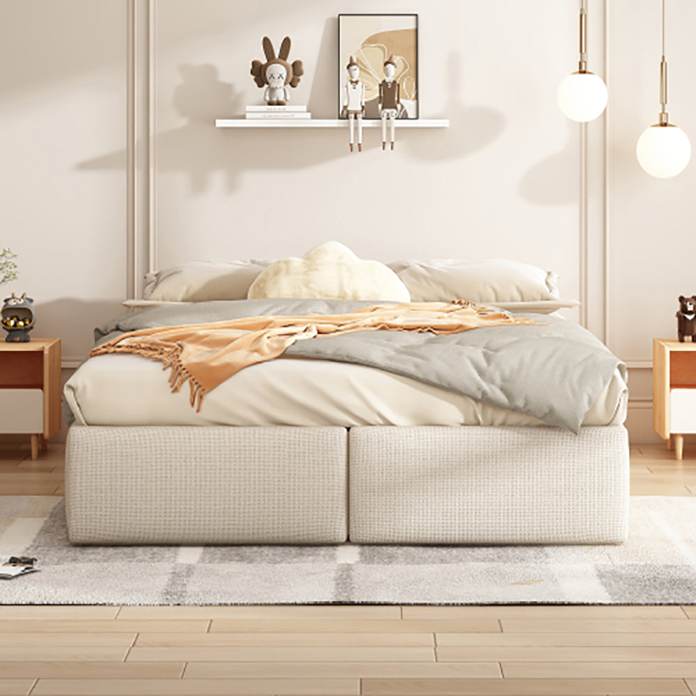 Lit capitonn?? senza testiera - Xylo - 140x200 cm - Beige - Con 2 cassetti