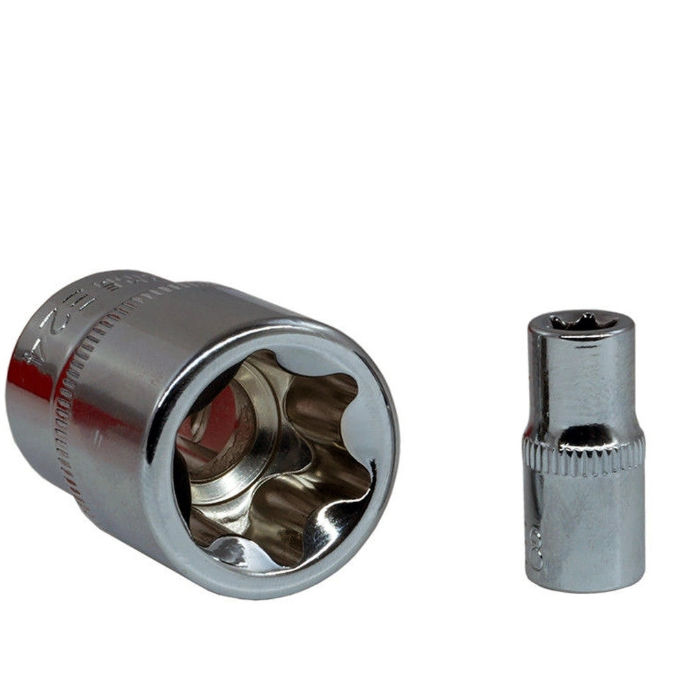Trade Shop - Set Kit 14 Pz Chiavi A Bussole Torx In Lega Da 4 A 24 Mm Attacco 1/2" 1/4" 3/8" -