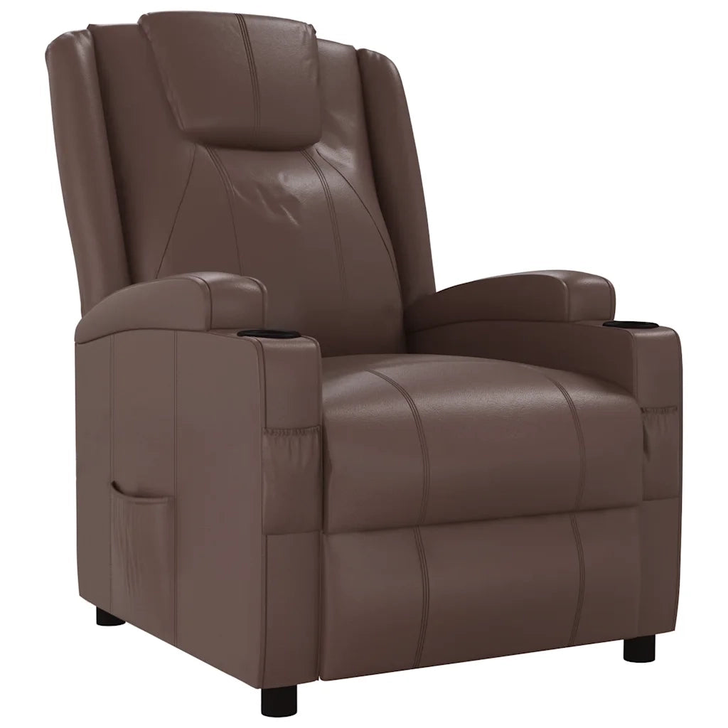 Divano Sedia-Poltrona Reclinabile Marrone in Similpelle 591616