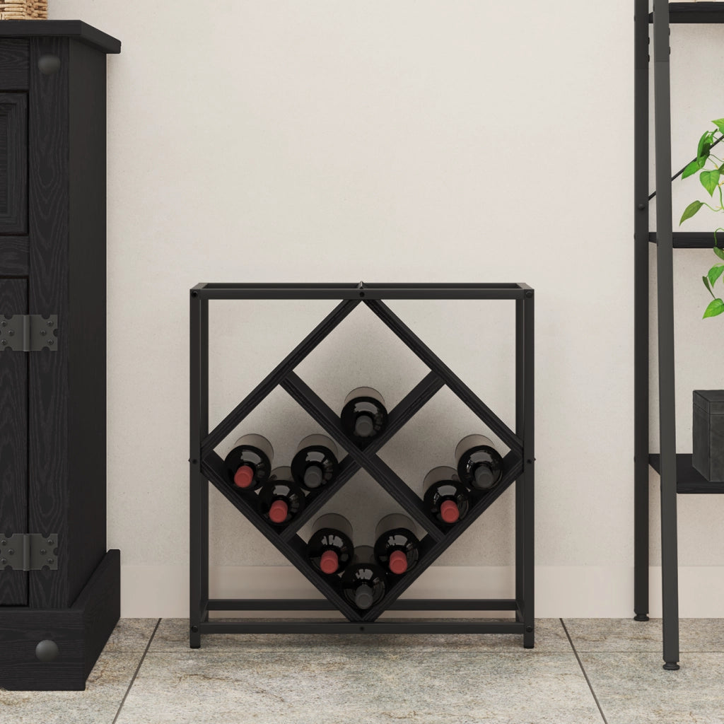 Portabottiglie Nero Rovere 51x18x52,5 cm Legno ingegnerizzato