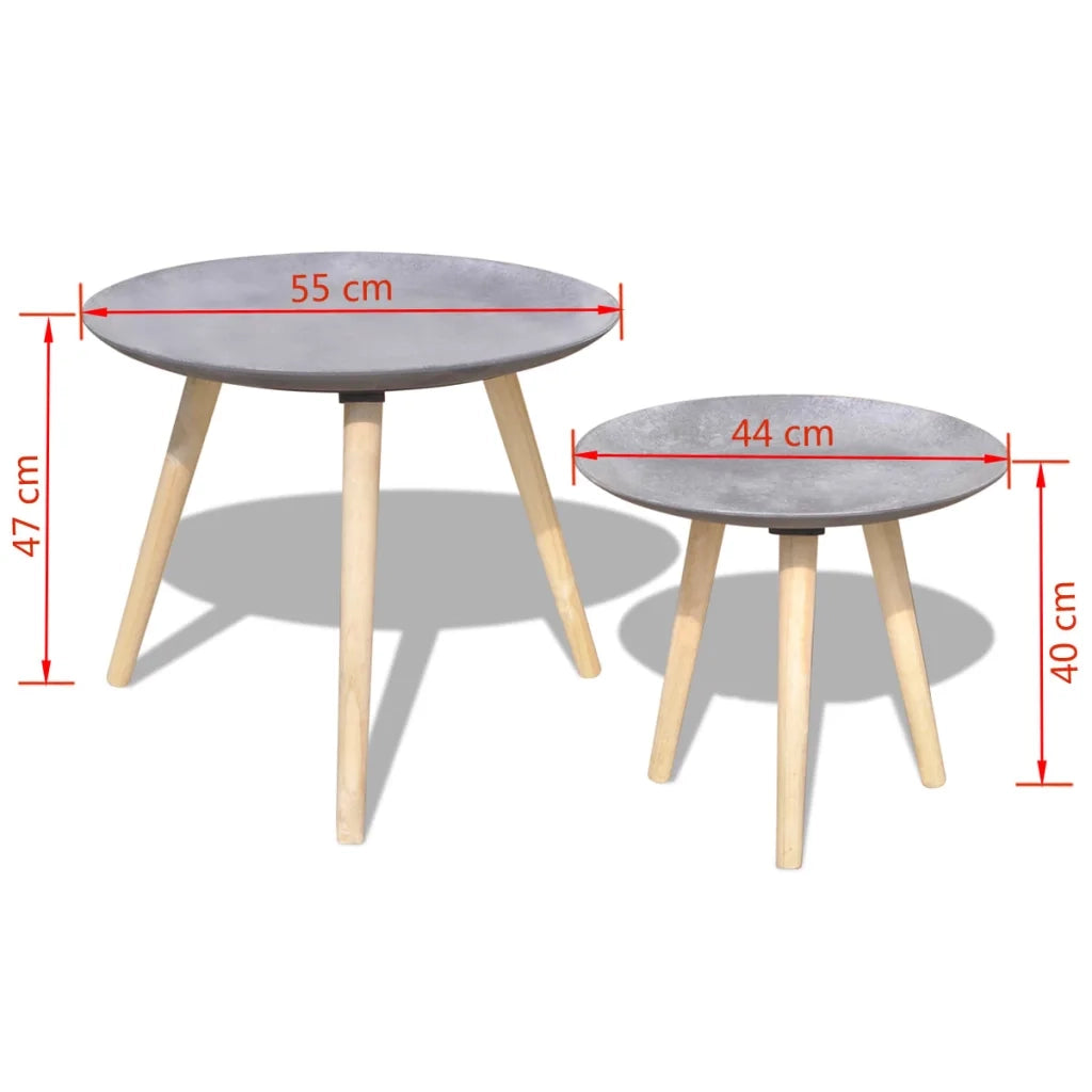 Set Tavolini Servizio e Salotto 2pz 55cm e 44cm Grigio Cemento 243010