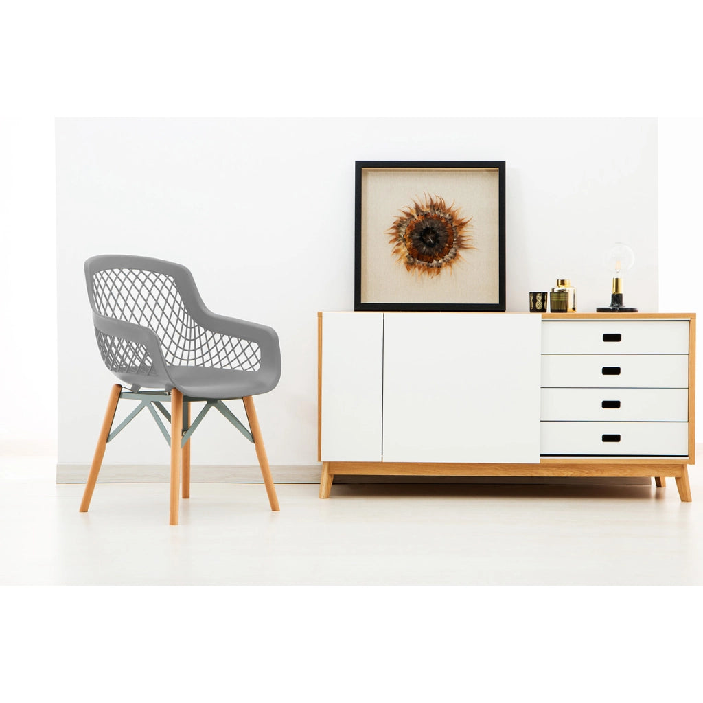 Set di 2 sedie Pure Style grigie con gambe in legno