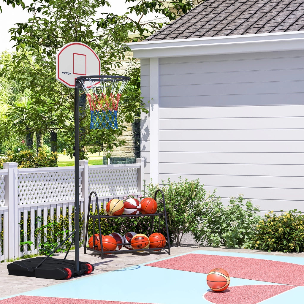 Canasta da Basket con Tavolo da Dardo Altezza Regolabile ¨C zephmum ¨C Nero 74x55x210-247 cm