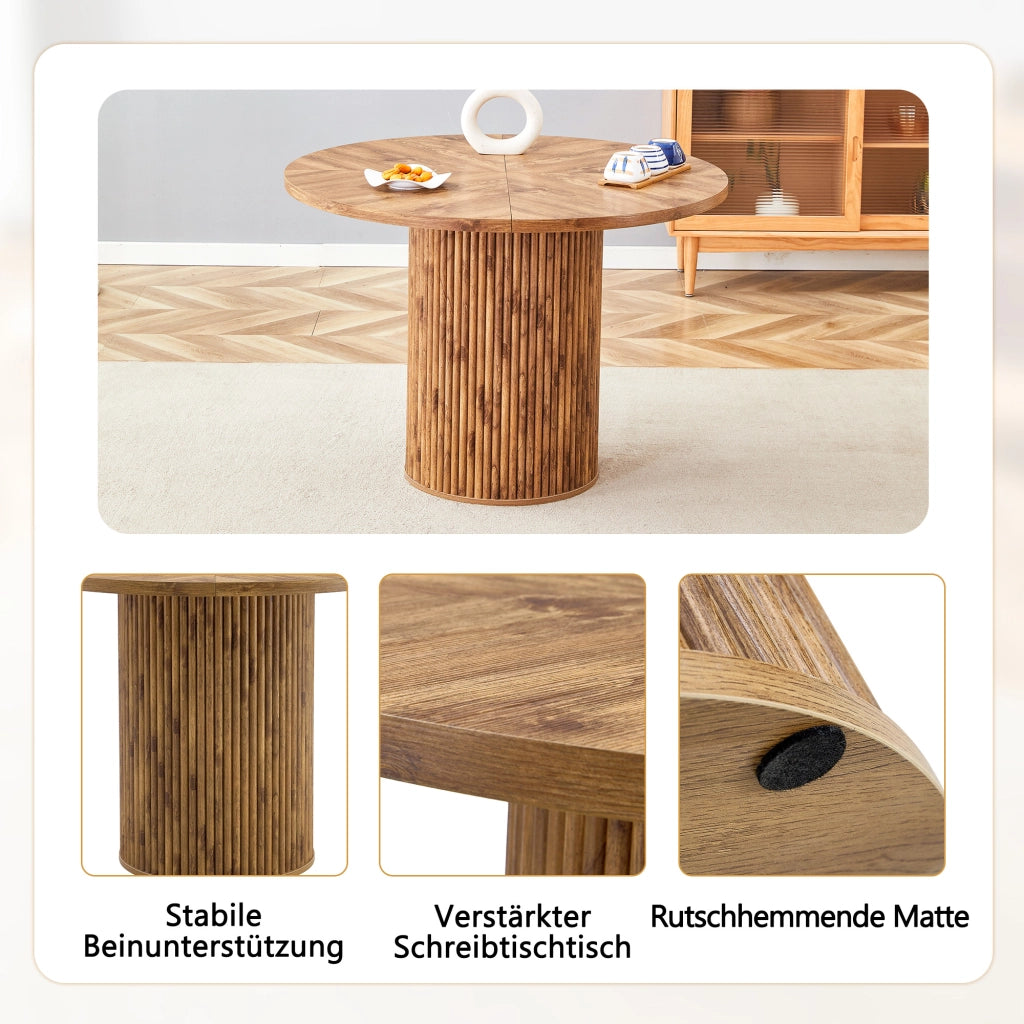 Tavolo da pranzo rotondo con 4 sedie in MDF effetto legno per soggiorno e cucina nero diametro 100 cm