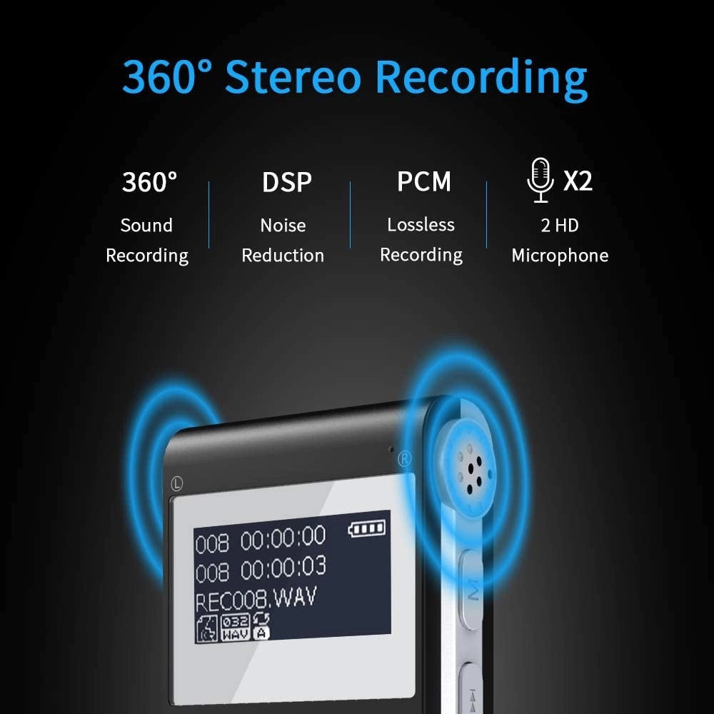 Trade Shop - Registratore Vocale Digitale Professionale 8 Gb Schermo Lcd Funzione Mp3 Q-ly77 -
