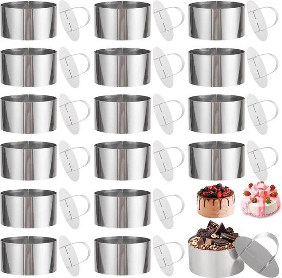 Set di anelli per dessert e cibo, 8 cm acciaio inossidabile, anelli per dessert, set di anelli con chiusura a pressione, anelli per carne, piccolo anello per ciotola, anelli per cibo rotondi, anelli per carne, anelli per dessert
