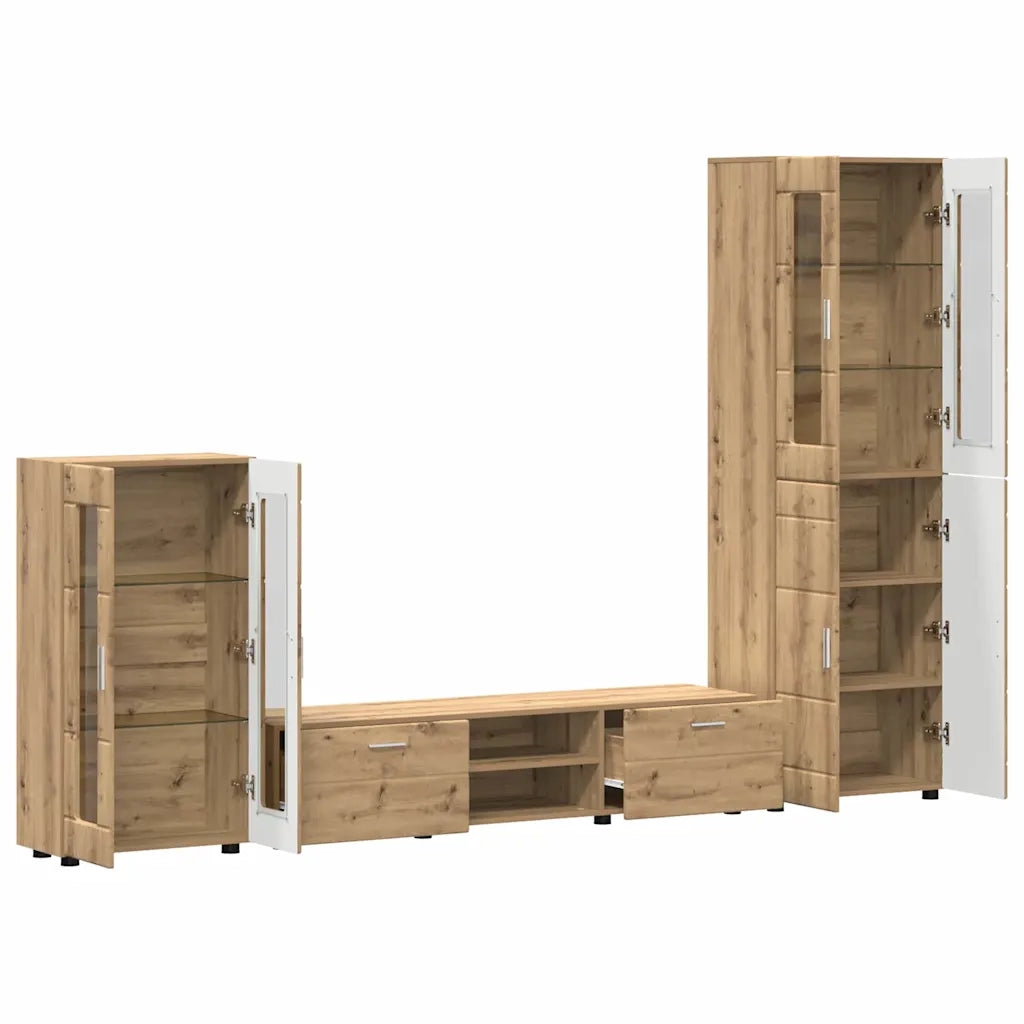 Set mobile TV FLORIN 3 pcs Rovere artigianale Legno multistrato