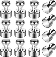 Set di 12 magneti per frigorifero in argento, magneti per lavagna bianca, magneti per lavagna, magneti per frigorifero per adulti, magneti per frigorifero, piccoli magneti a spinta per frigorifero per ufficio