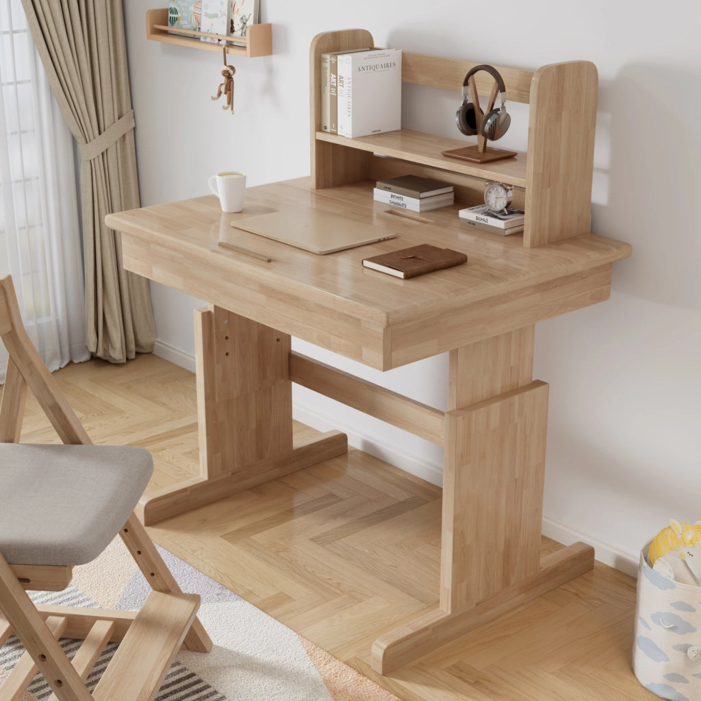 Scrivania per bambini 80x94x80 cm regolabile in altezza con piano inclinabile in legno naturale