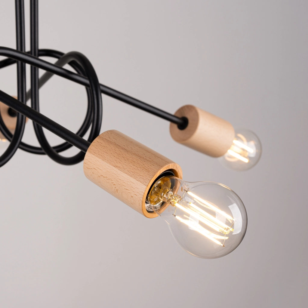 Lampadario soffitto loft BRAZZA Pure Lume nero legno 5xE27