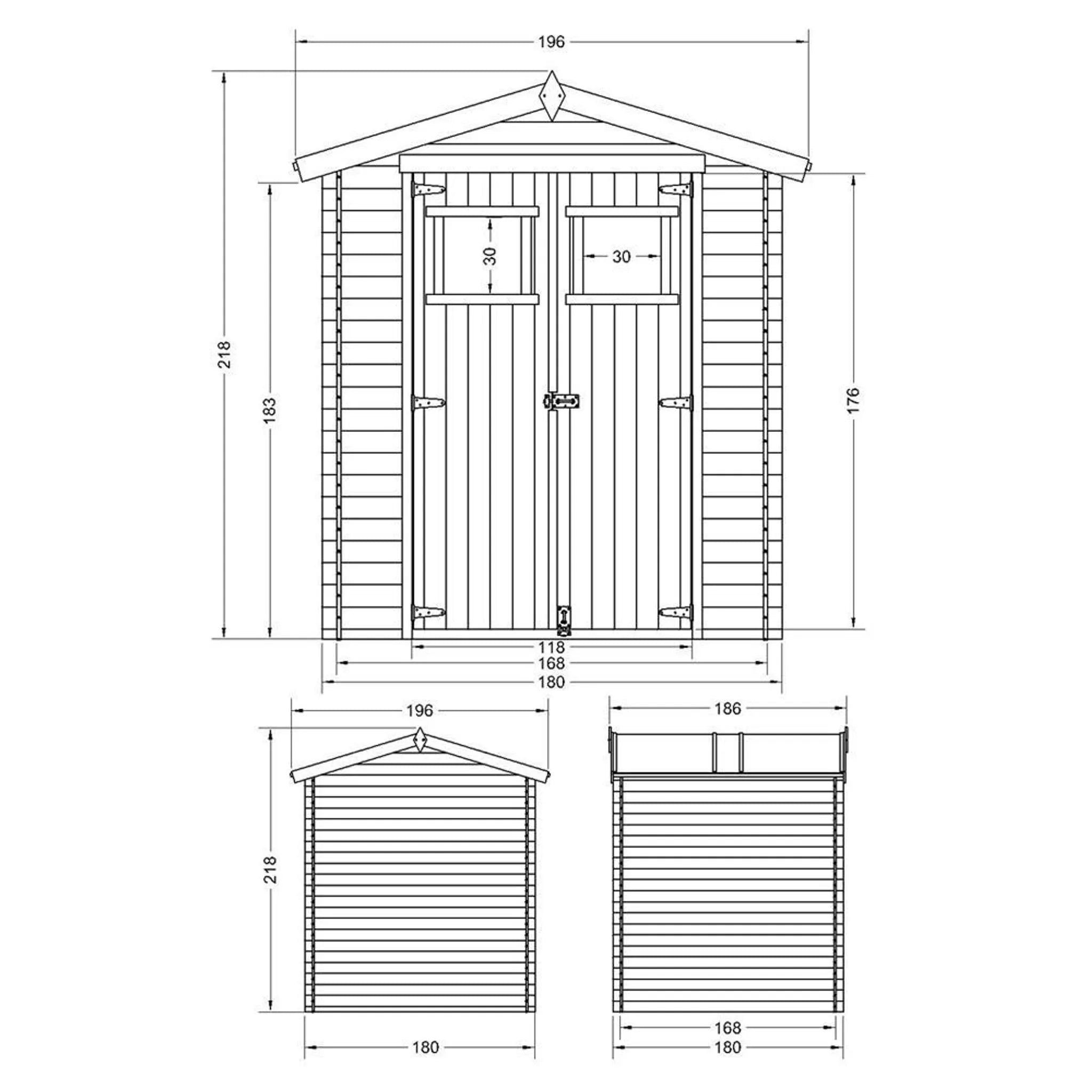 Casetta da Giardino in Legno per Esterni CON PAVIMENTO TRATTATO - L196xL186xA218 cm/ 2,82 m2