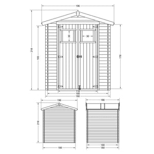 Casetta da Giardino in Legno per Esterni CON PAVIMENTO TRATTATO - L196xL186xA218 cm/ 2,82 m2