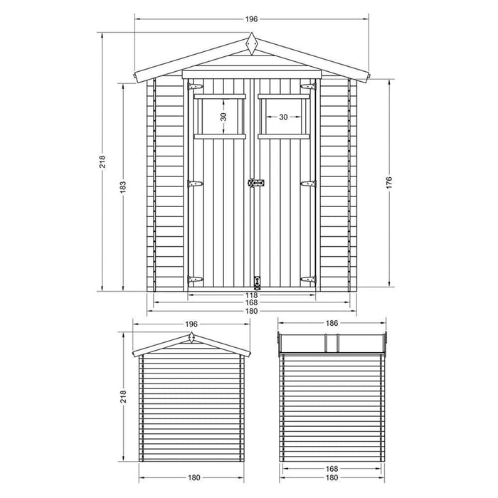 Casetta da Giardino in Legno per Esterni CON PAVIMENTO TRATTATO - L196xL186xA218 cm/ 2,82 m2