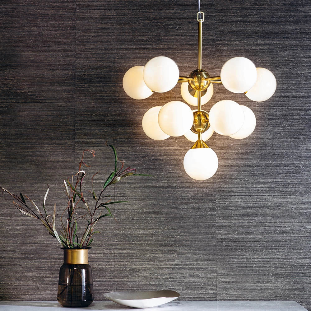 Lampadario Oscar Endon ottone 11 sfere vetro bianco G9