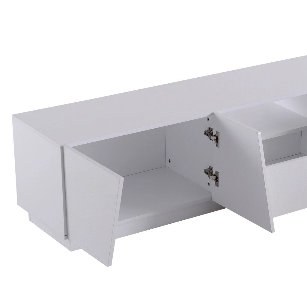Mobile TV con 4 Ante e 2 Vani a Giorno; Senza Maniglie; Stile Moderno; in MDF; 170¡Á37¡Á42 cm; Bianco