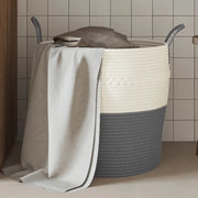 Cestino Portaoggetti Grigio e Bianco Ø43x38 cm in Cotone 358485