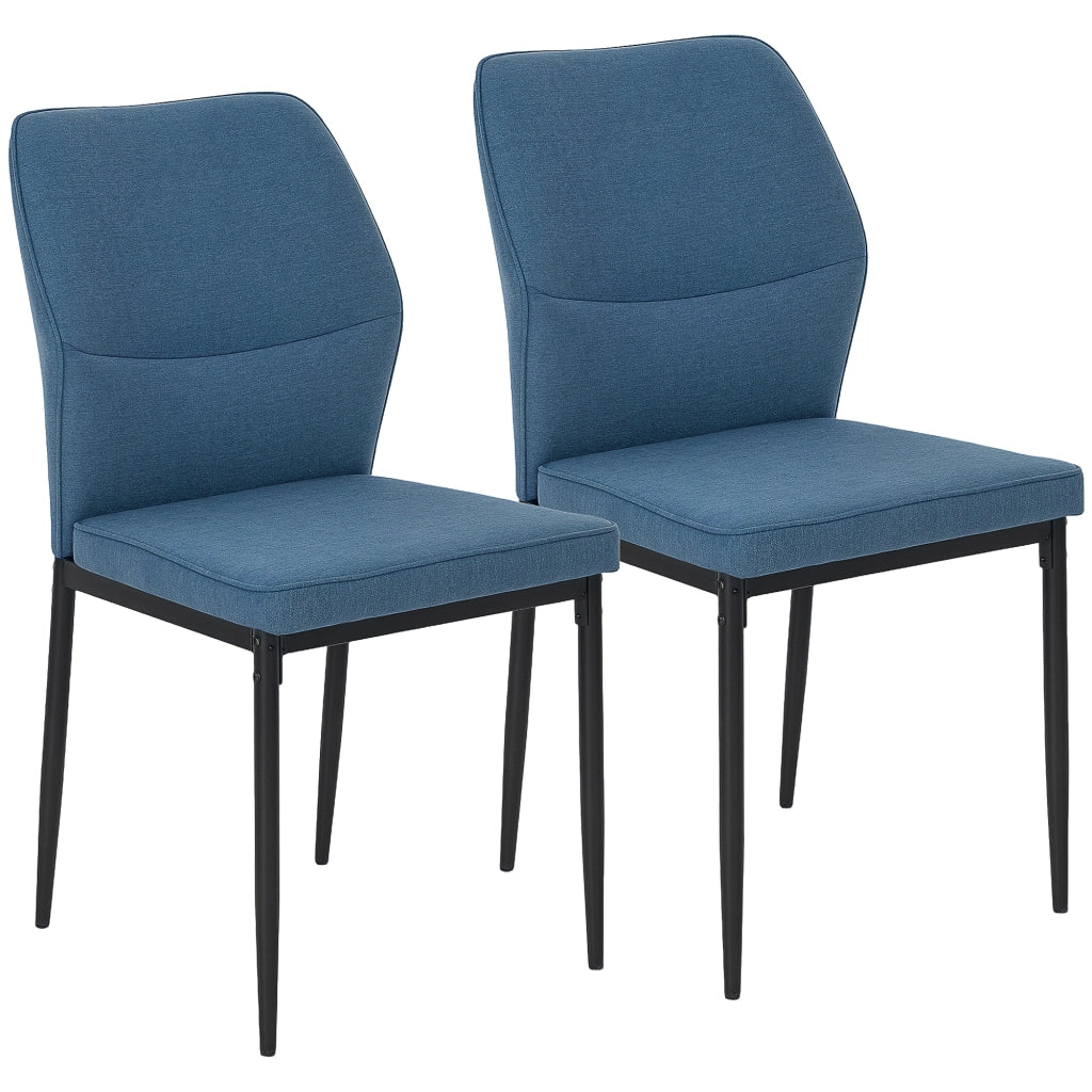 Set di 2 Sedie da Pranzo in Velluto con Schienale Curvo e Gambe in Metallo ¨C Zephmum ¨C Blu 45x57x86 cm