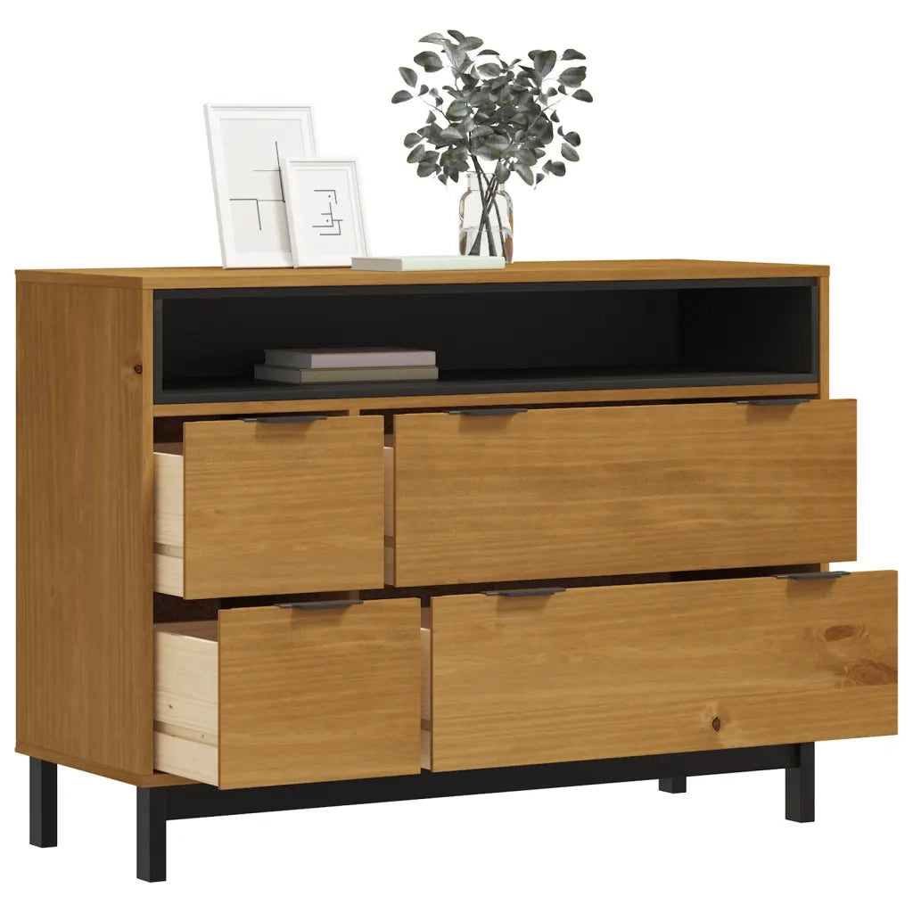 Cassettiera FLAM 110x40x80 cm in Legno Massello di Pino 357817