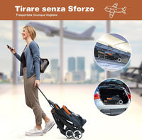 Passeggino Pighevole per Bmabini, Passeggino con Schienale e Poggiapiedi Regolabili, Passeggino Leggero Portata 15 kg, con Cappottina e Zanzariera, per Bambini 0-3 Anni (Blu)