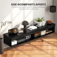 Mobile Porta TV fino 75" Sospeso con Luci LED 16 Colori e Telecomando, 180x40x30cm, Nero