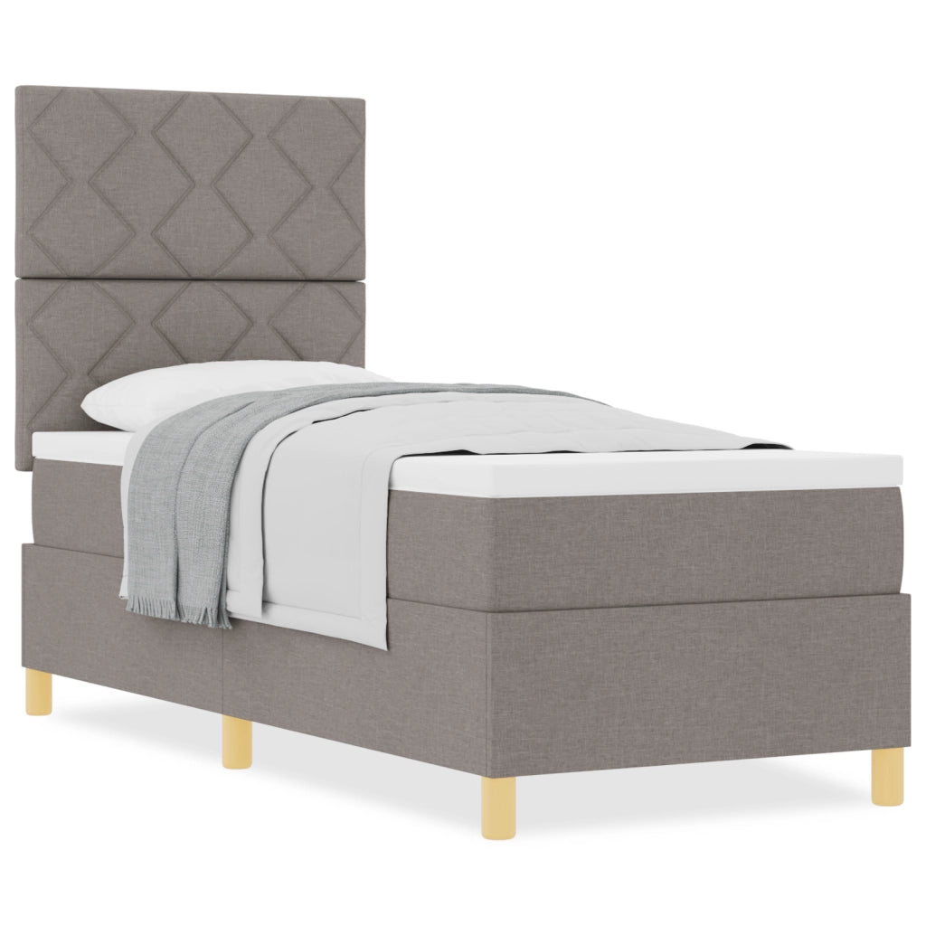 Letto con Rete e Materasso Tortora 80x200 cm Tessuto