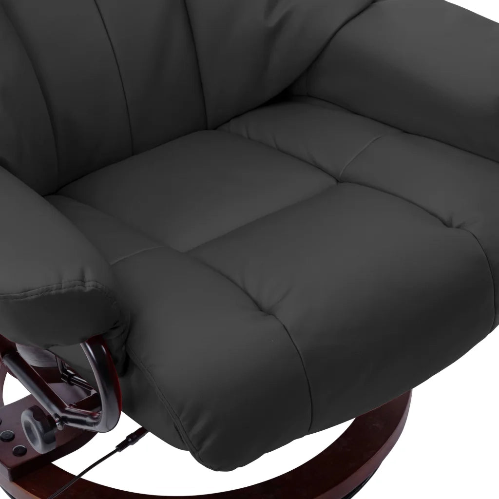 Poltrona Massaggi Reclinabile Grigia Similpelle e Legno Curvato 289868