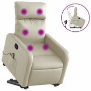 Poltrona | Sedia Relax Alzapersona Reclinabile Massaggio Crema Similpelle