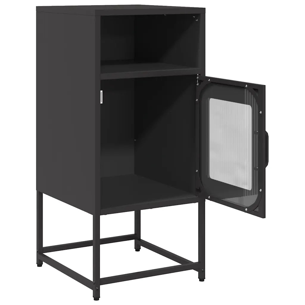 Comodino-Tavolino da notte Nero 36x39x78 cm in Acciaio Laminato a Freddo