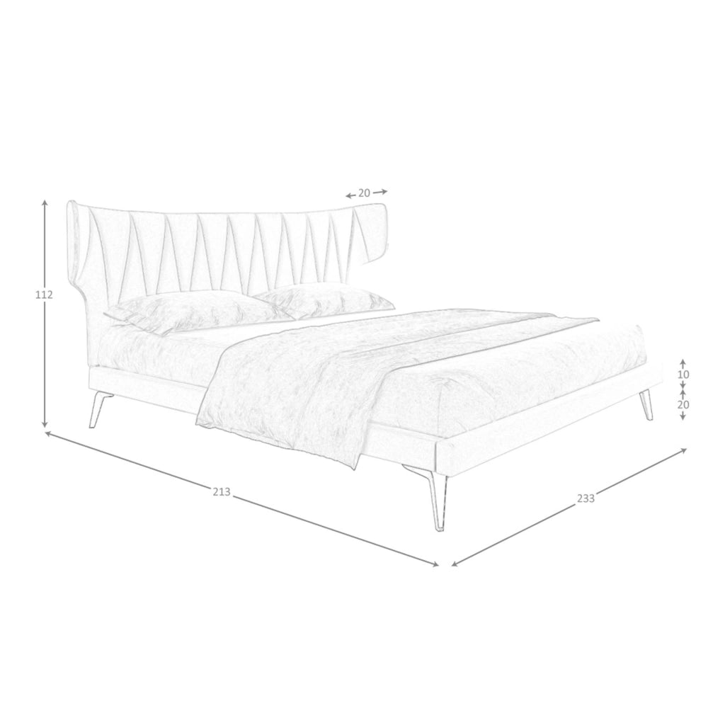 Letto in tessuto grigio chiaro