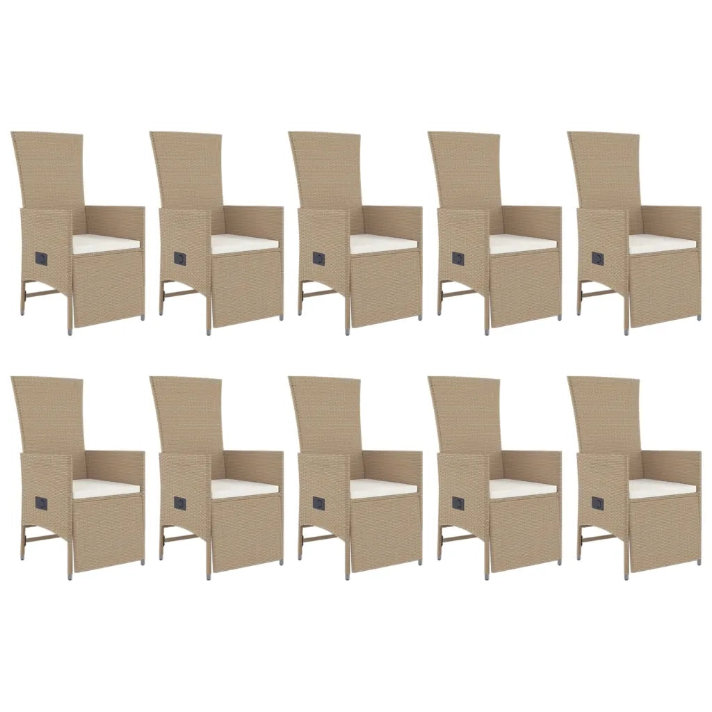 Set da Pranzo da Giardino 11 pz con Cuscini Beige in Polyrattan 3157574