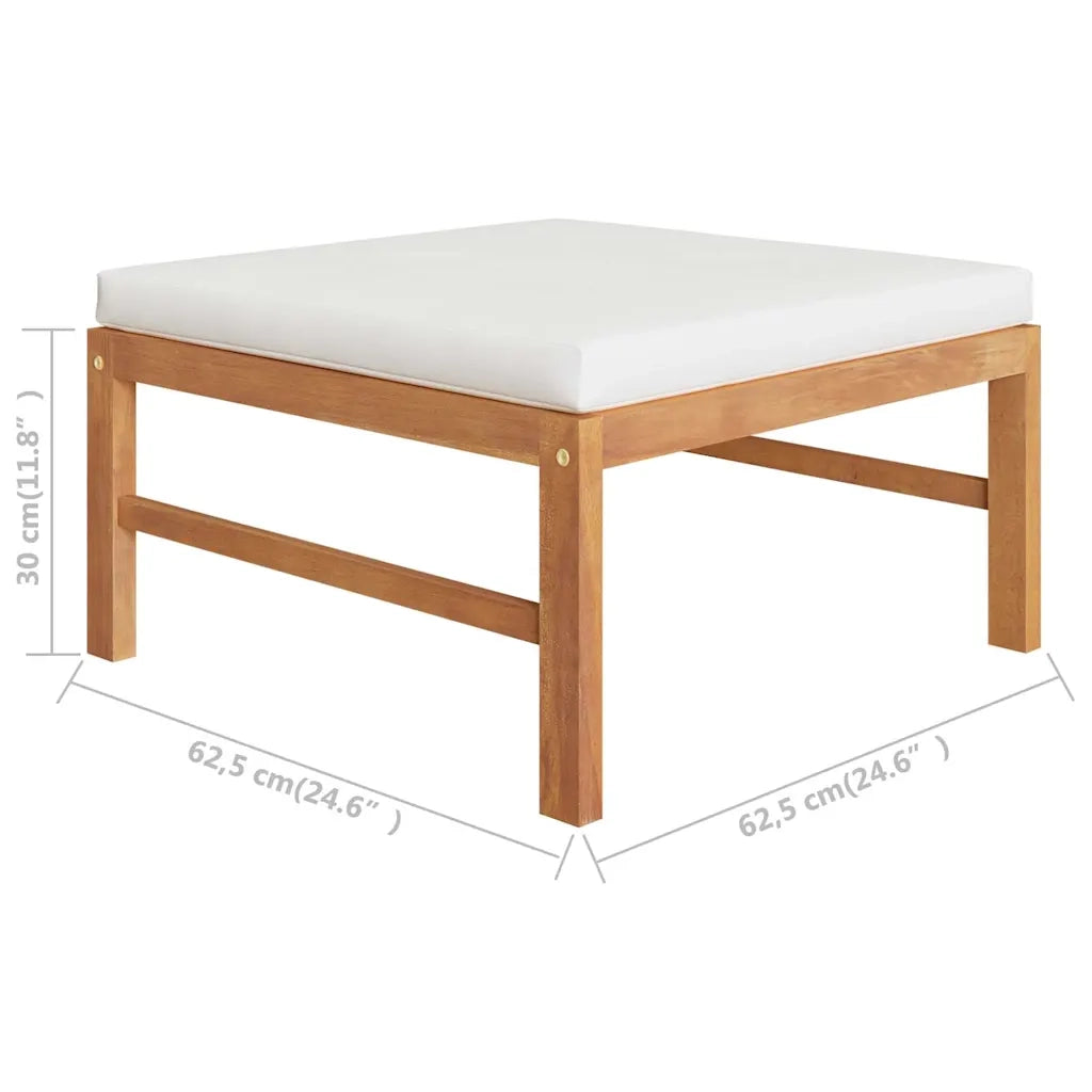 Salotto da Giardino-Set Divani Giardino 3 pz Cuscini Crema in Legno di Teak