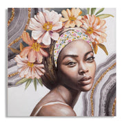 Stampa su Tela Africa 15, Multicolore, Legno, 100x3x100 cm