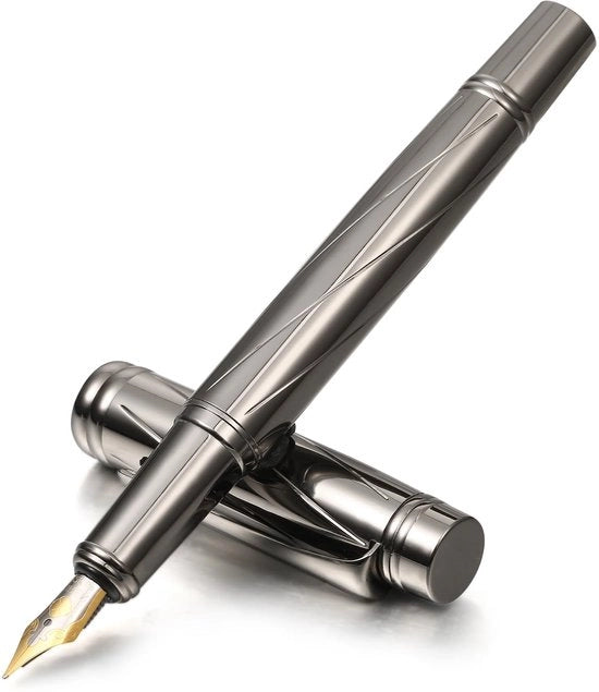 Penna metallica Luxe, vulpen pesante con punta di penna fine, compatibile con cartucce di inchiostro 3,4 mm, penna per calligrafia esecutiva, regalo per ufficio aziendale