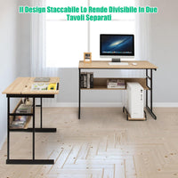 Scrivania Angolare 170 CM, Scrivania ad Angolo per Computer con Piano Inclinabile, Scaffale Inferiore e Supporto per CPU, Scrivania a Forma di L per Ufficio e Studio (Naturale)